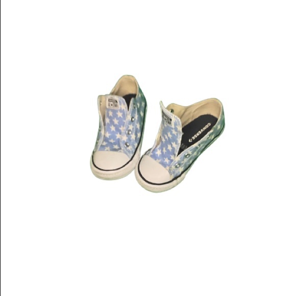 Kids Size 10 Converse Chuck Taylors Blue with White Star Pattern Sneakers - Picture 2 of 5
